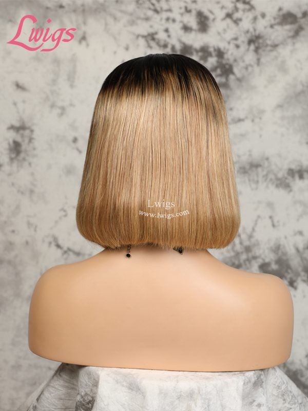 Two Tone Ombre Color #1b14 Light Brown Short Bob Style 100% Brazilian Virgin Human Hair 13X6 Lace Front Wigs [LWigs66]