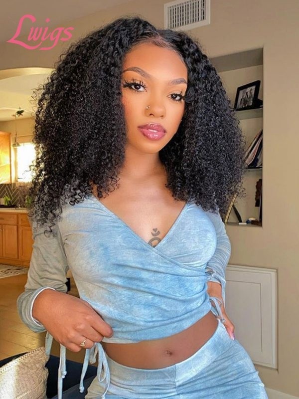 Undetectable Dream Swiss Lace 360 Frontal Wig 180% Density Kinky Curly Brazilian Virgin Human Hair 360 lace wig Lwigs177