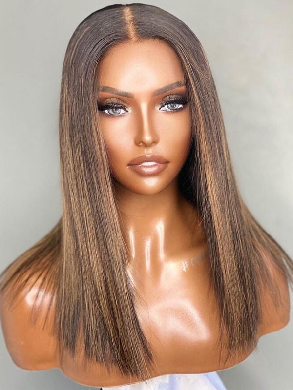Balayage Ombre Color 360 Wig Brazilian Bob Wig Human Hair Highlight Color Hair Blonde Wig For Black Women 360W01