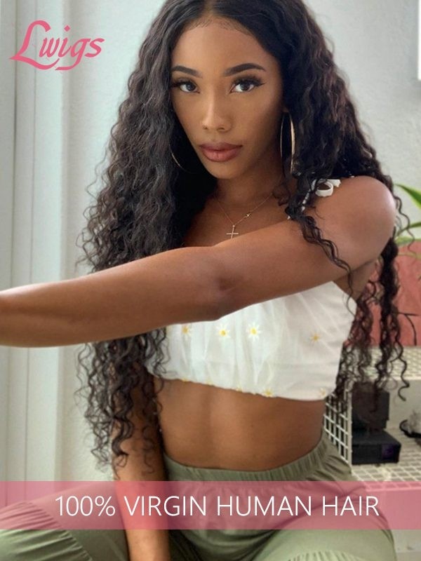 Top Quality HD Lace Curly Brazilian Human Hair Free Part 360 Lace Wig Pre-bleached Invisible Knots Lwigs48