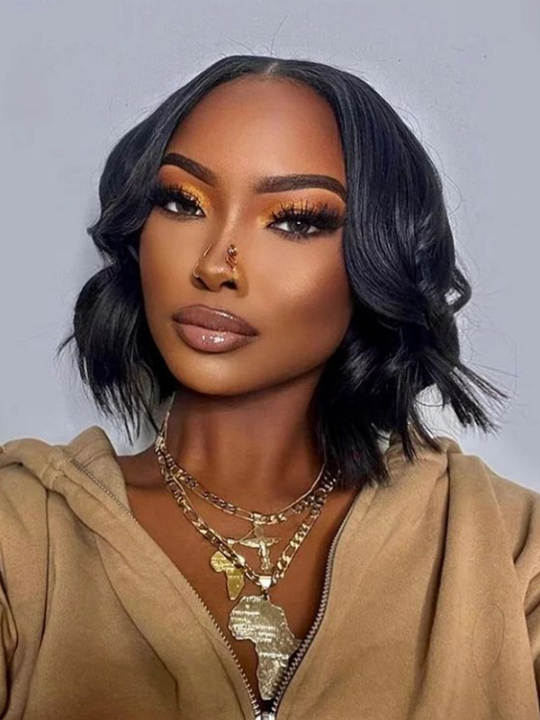 Undetectable HD Lace Natural Color Middle Part Brazilian Virgin Hair Body Wave Short Bob Hair Style 360 Lace Wigs Lwigs32