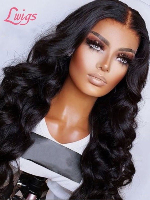 Unprocessed Brazilian 100% Virgin Human Hair 13*6 HD Lace Front Wig Transparent HD Lace With Bleached Knots Lwigs423