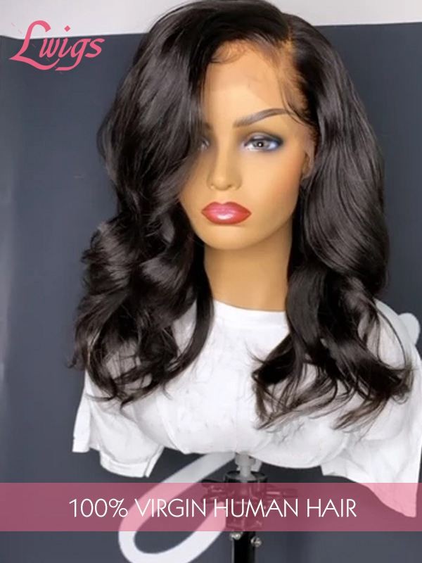Unprocessed Glueless Handmade Brazilian Virgin 100% Human Hair Side Part Body Wave Wig 180% Density Full Lace Wigs Lwigs81