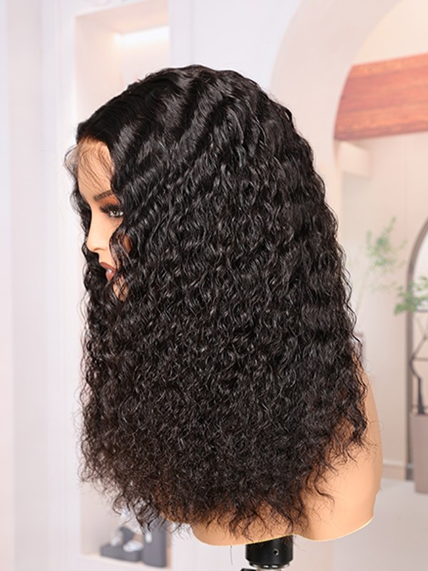 US Warehouse 48H Shipping Brazilian Virgin Human Hair Deep Wave 180% Density 360 HD Lace Wig Pre-Plucked Natural Hairline US06