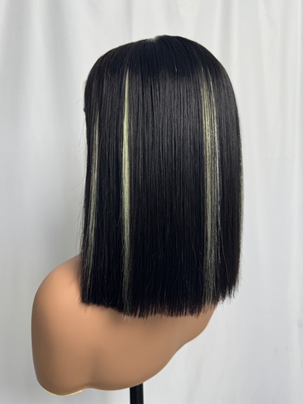 Lwigs Bleached Knots Silky Straight Brazilian Human Hair Short Bob Dress-up 5x5 HD Lace Closure Wigs Pre Plucked Hairline Lwigs719