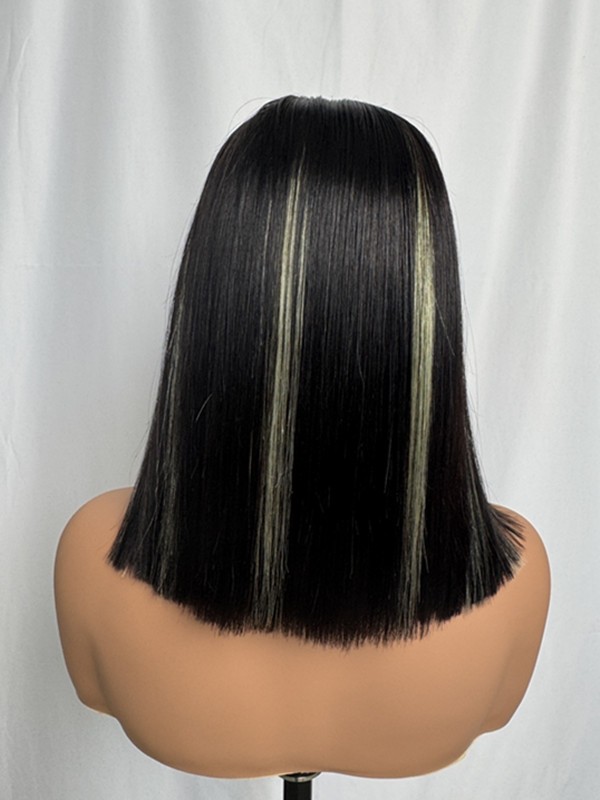 Lwigs Bleached Knots Silky Straight Brazilian Human Hair Short Bob Dress-up 5x5 HD Lace Closure Wigs Pre Plucked Hairline Lwigs719