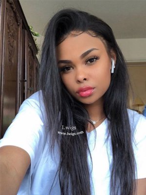 straight pre-plucked hairline 360 lace wigs 